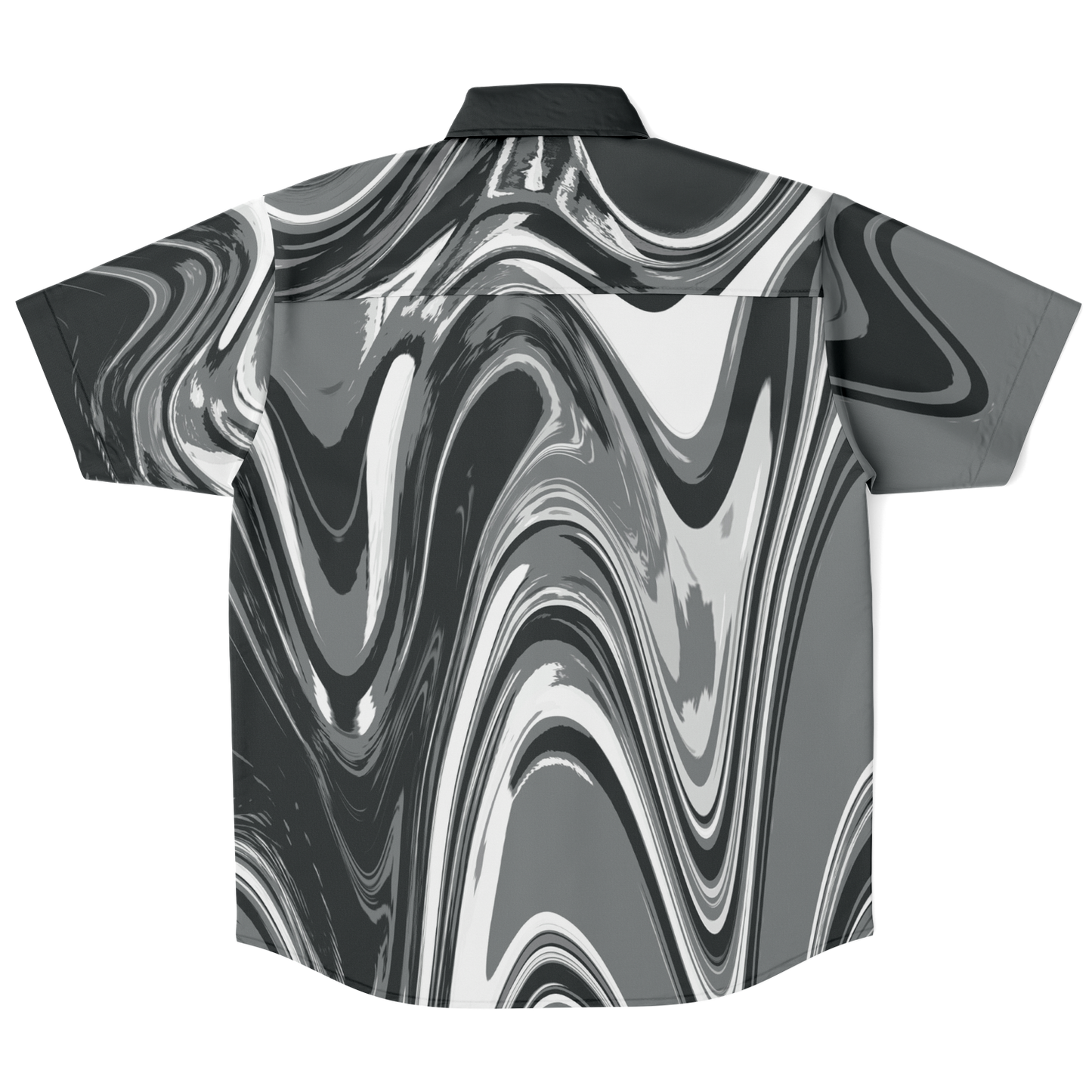 Charcoal Suminagashi Short Sleeve Button Down Shirt - Oni Threads