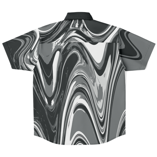 Charcoal Suminagashi Short Sleeve Button Down Shirt - Oni Threads