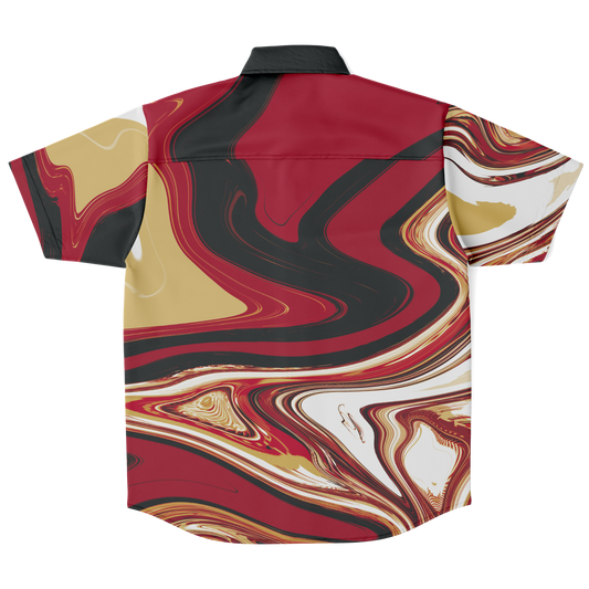 Samurai Suminagashi Short Sleeve Button Down Shirt - Oni Threads