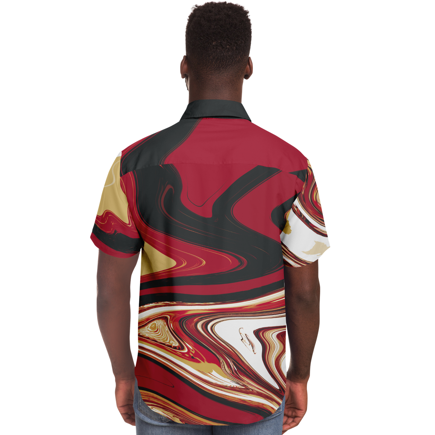 Samurai Suminagashi Short Sleeve Button Down Shirt - Oni Threads