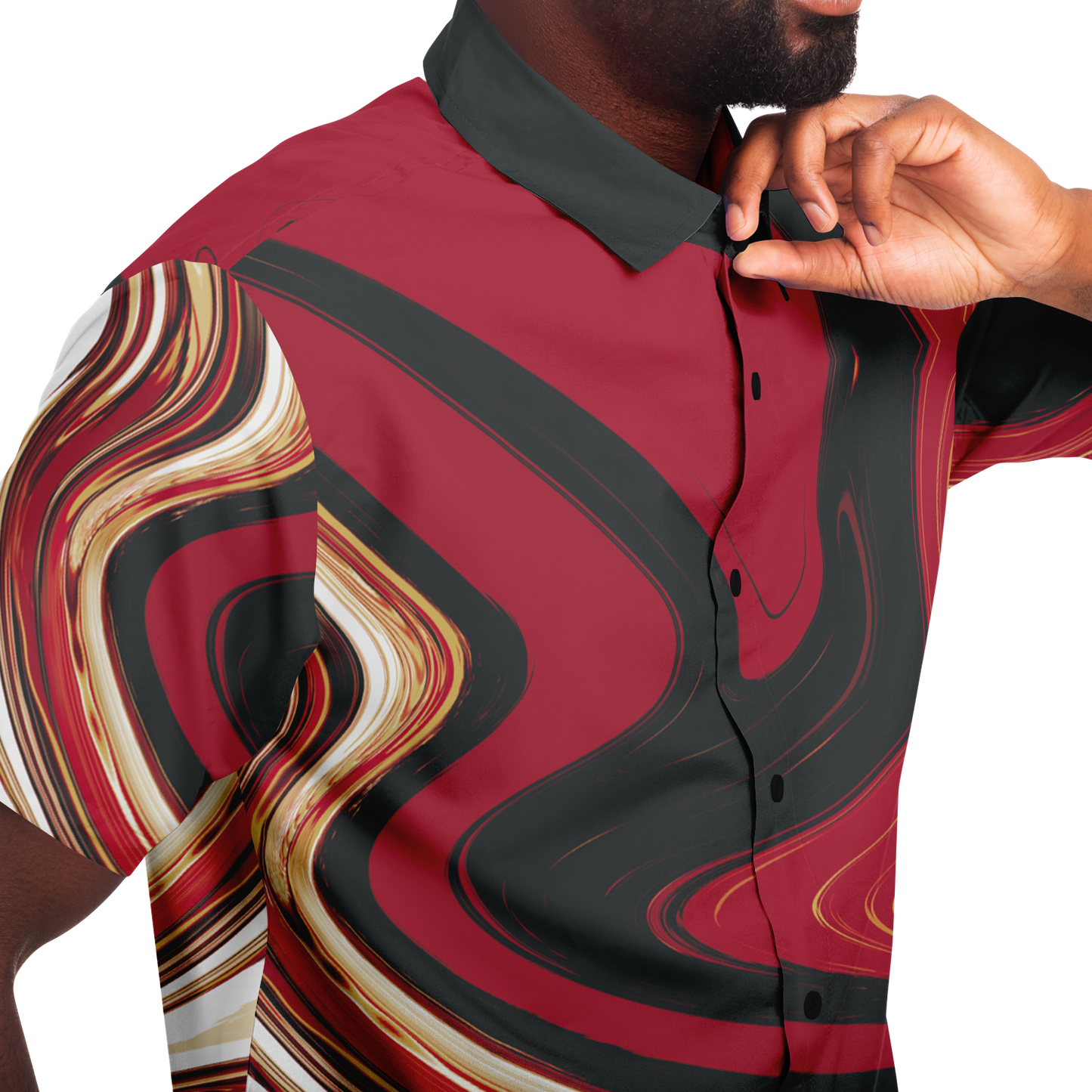 Samurai Suminagashi Short Sleeve Button Down Shirt - Oni Threads
