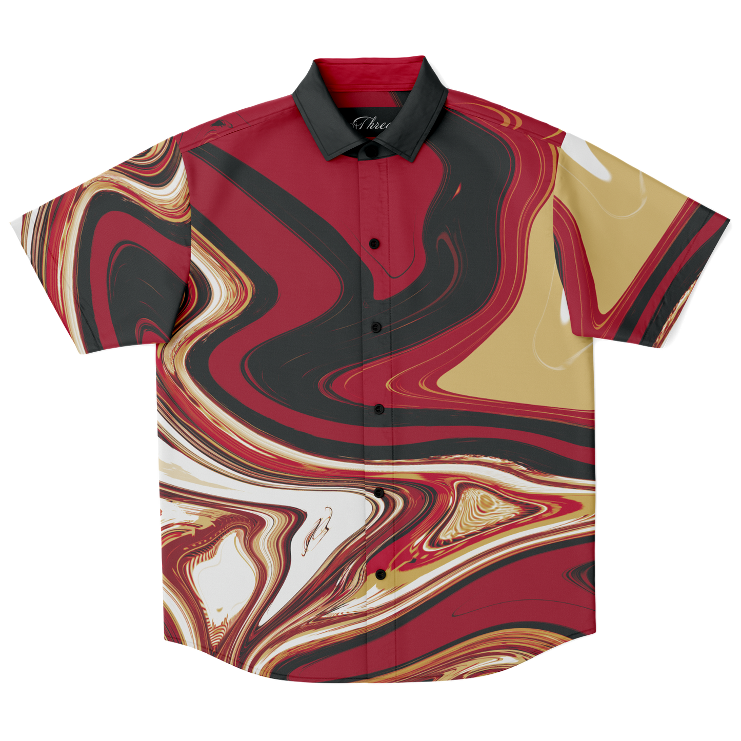 Samurai Suminagashi Short Sleeve Button Down Shirt - Oni Threads