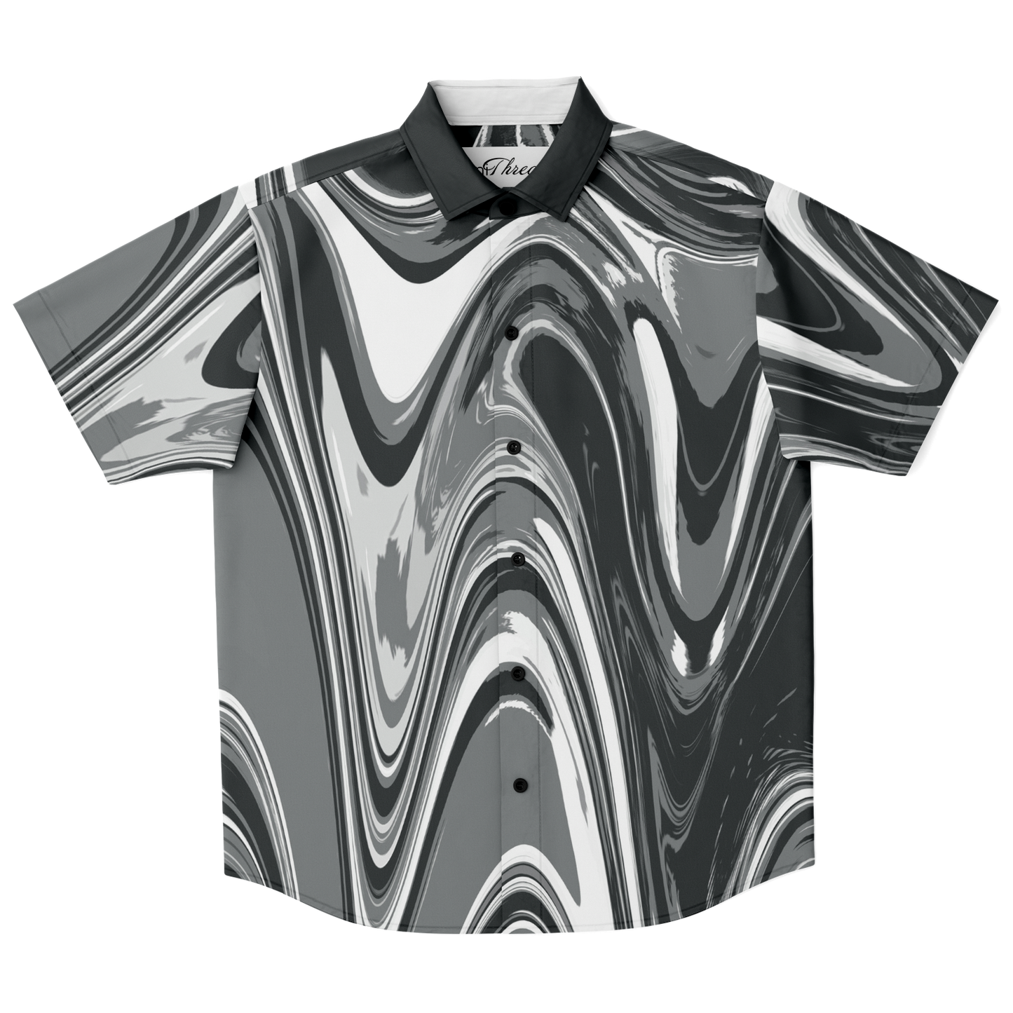 Charcoal Suminagashi Short Sleeve Button Down Shirt - Oni Threads