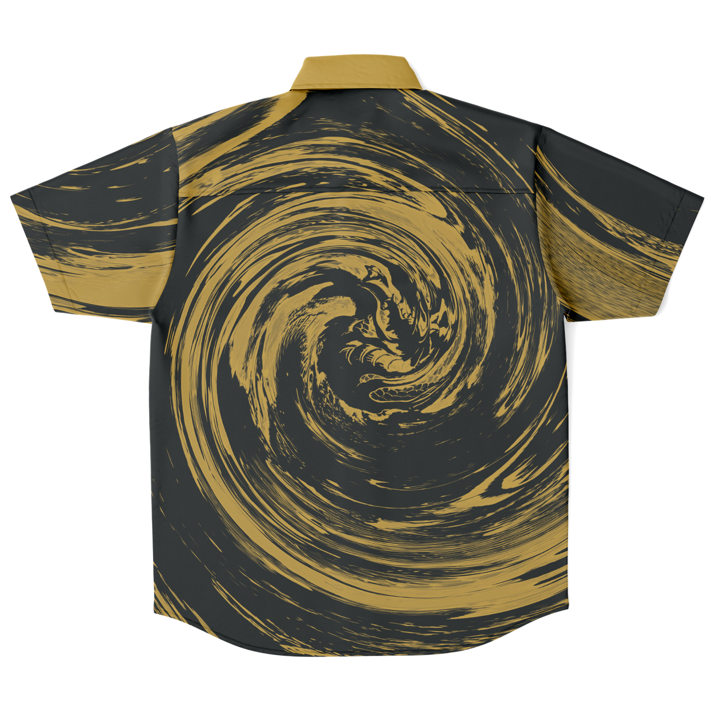 Gold Suminagashi Short Sleeve Button Down Shirt - Oni Threads