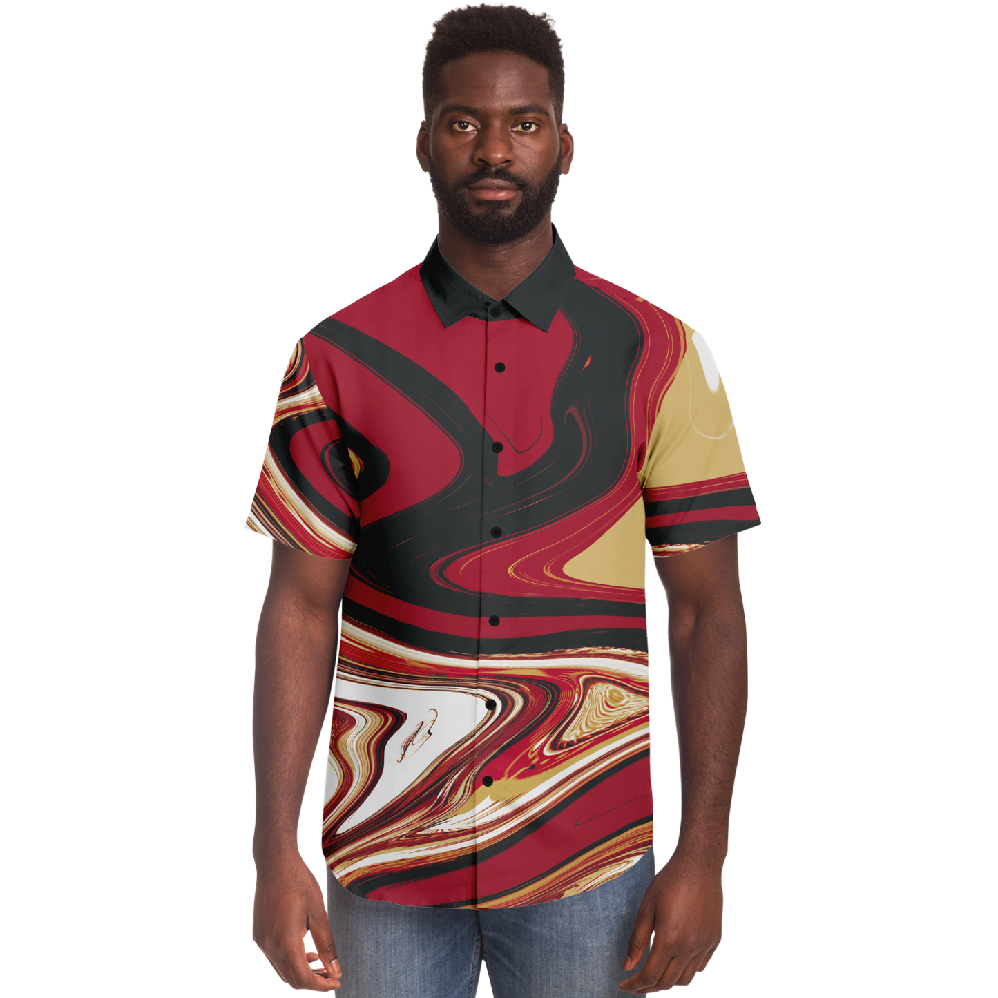 Samurai Suminagashi Short Sleeve Button Down Shirt - Oni Threads