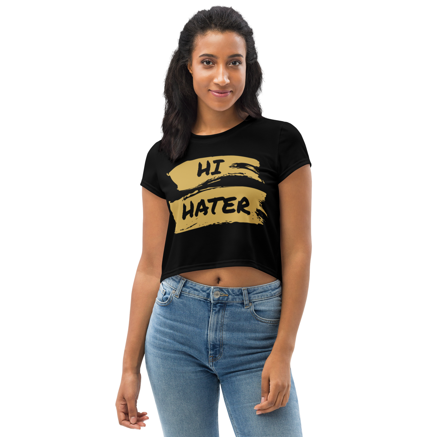 Hi Hater Bye Hater All-Over Print Crop Tee - Oni Threads