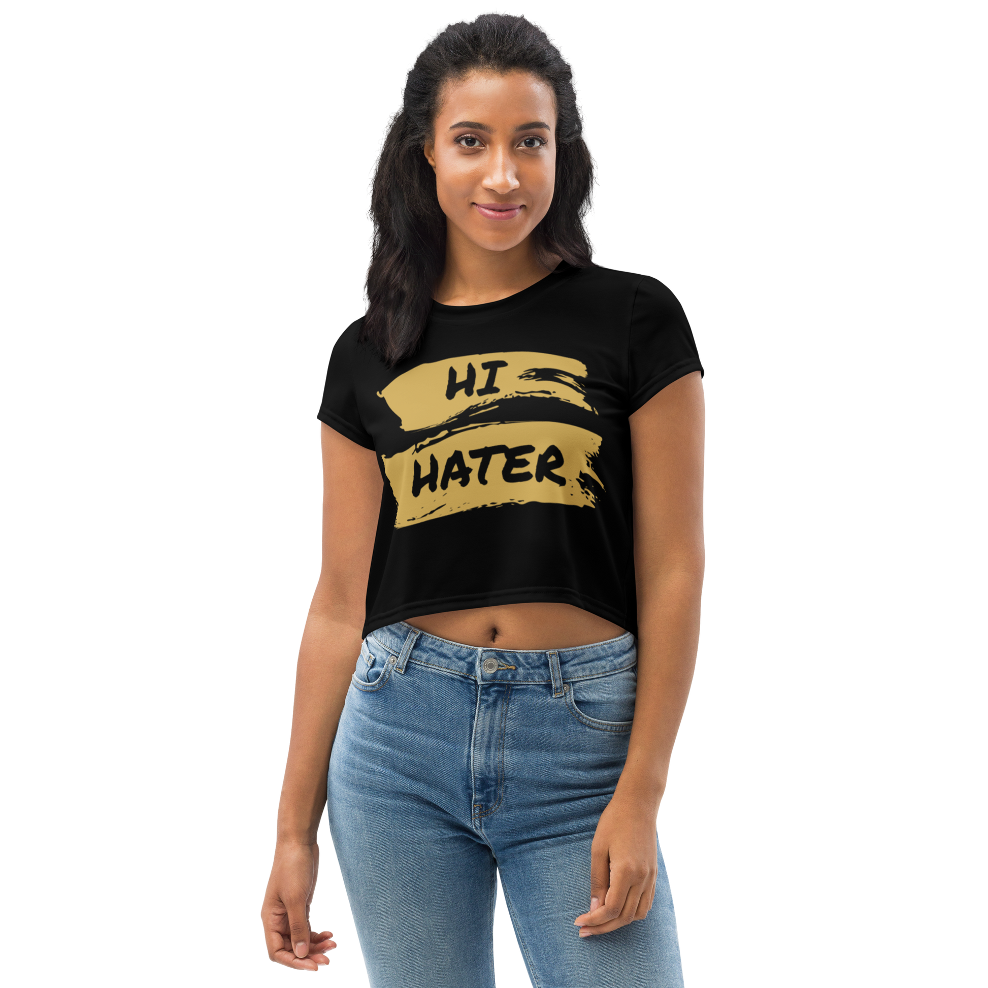 Hi Hater Bye Hater All-Over Print Crop Tee - Oni Threads