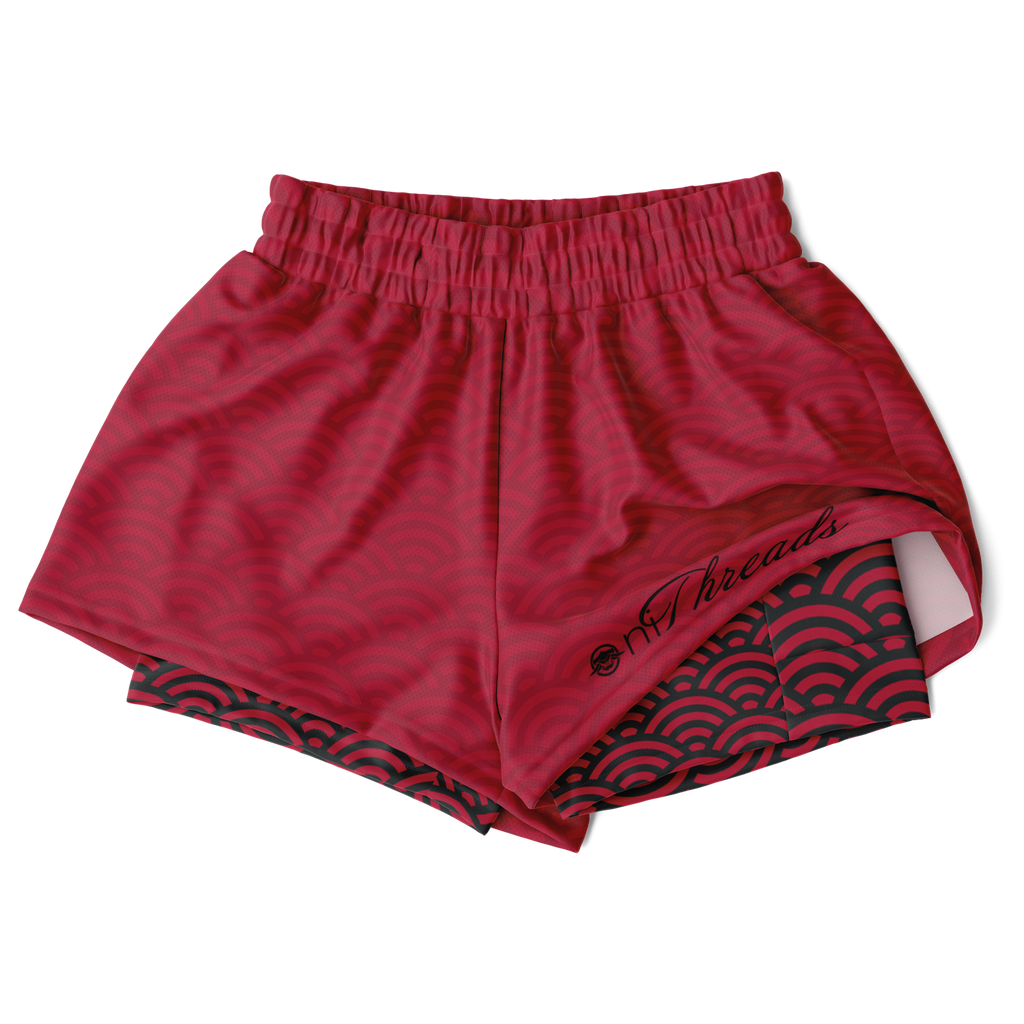Seigaiha “Crimson Current” 2-in-1 Shorts