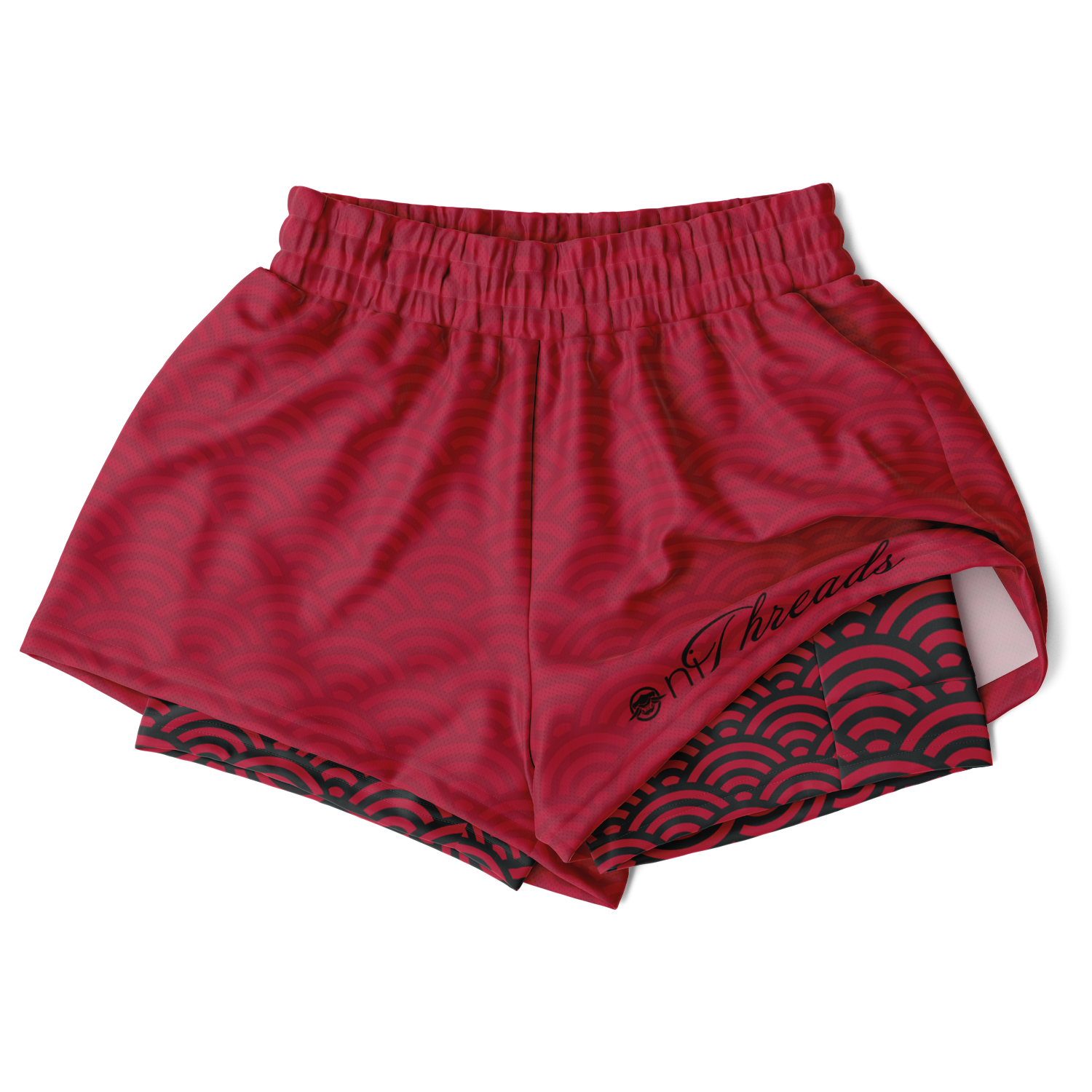Seigaiha “Crimson Current” 2-in-1 Shorts