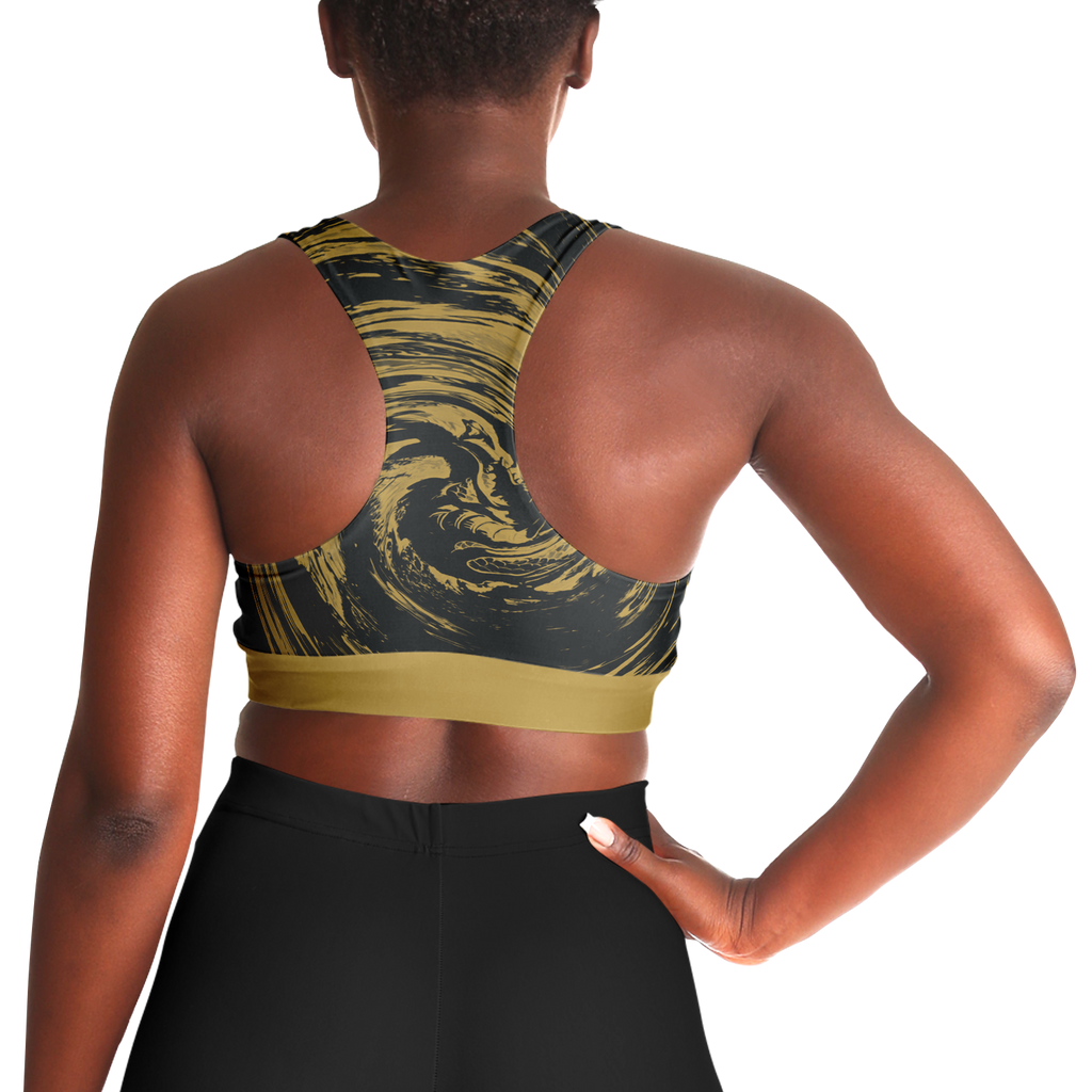 Suminagashi “Gilded Abyss” Padded Sports Bra