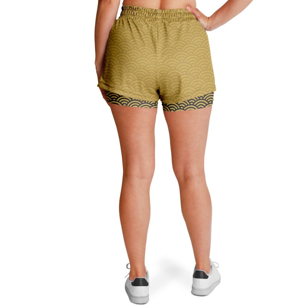 Seigaiha “Gilded Tide” 2-in-1 Shorts - Oni Threads