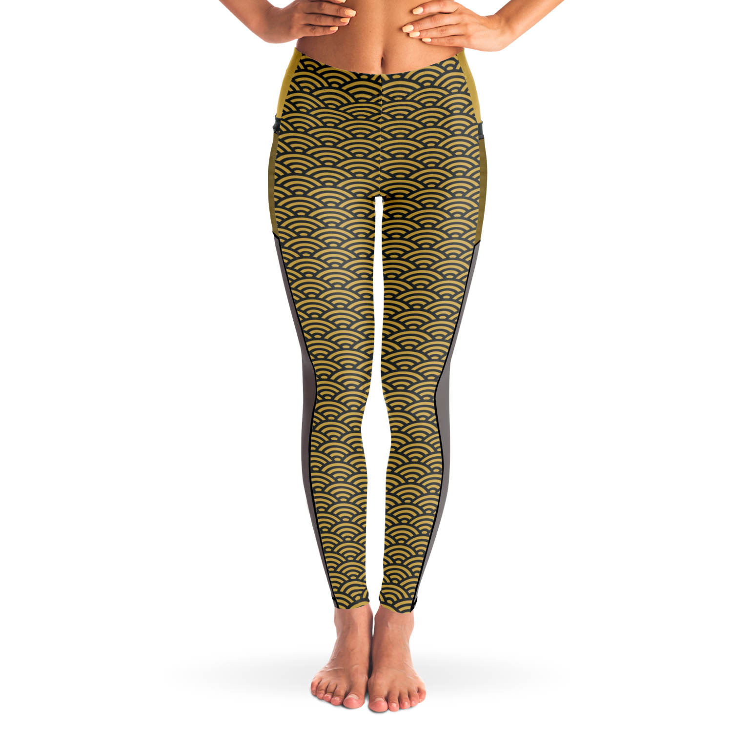 Women's Suminagashi Gilded Abyss Leggings — Charcoal & Gold