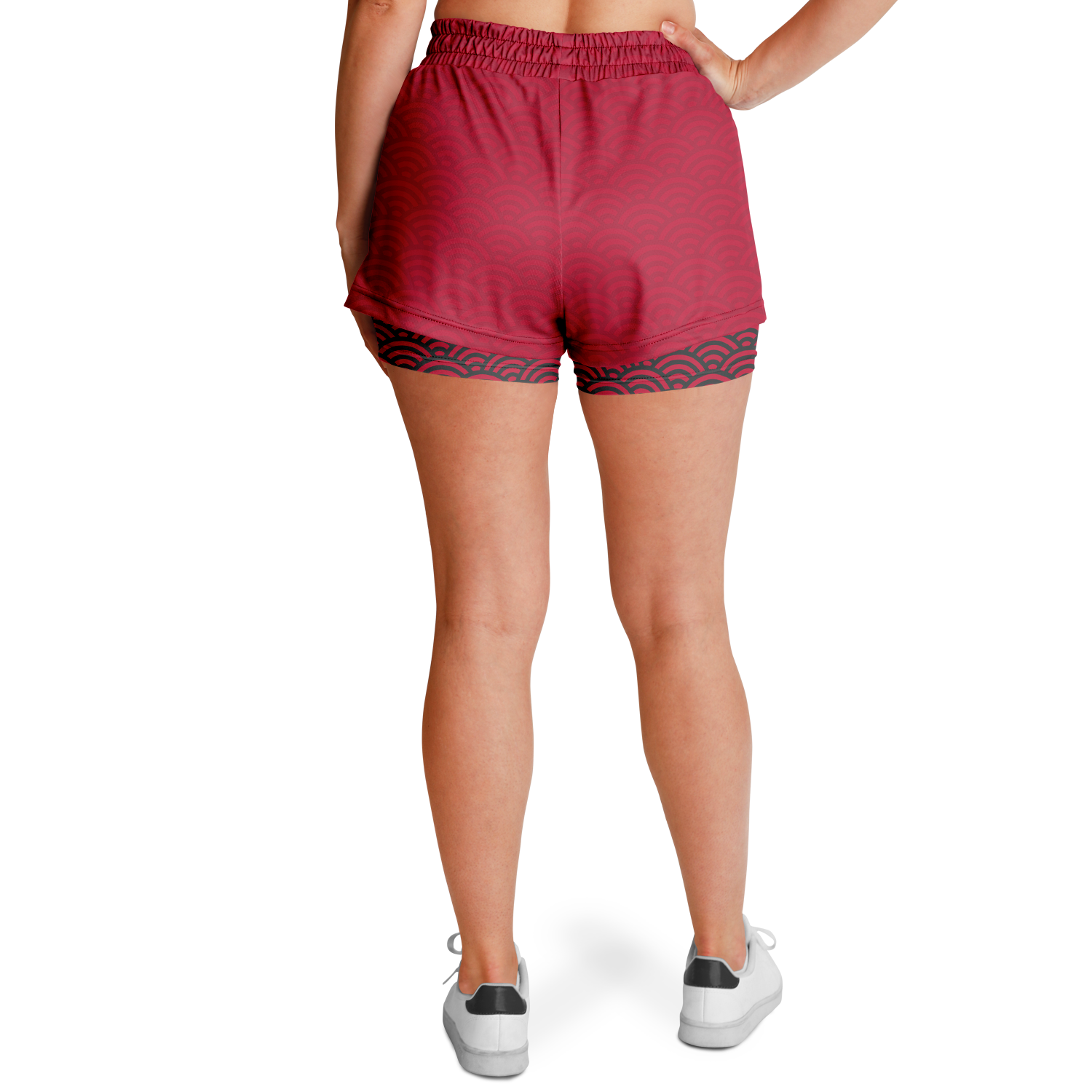 Seigaiha “Crimson Current” 2-in-1 Shorts