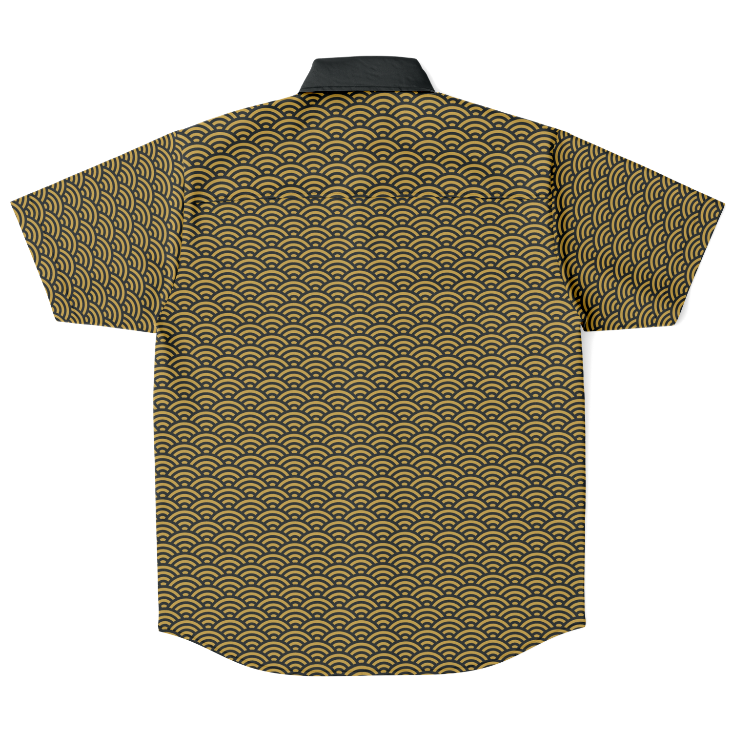 Gold Seigaiha Short Sleeve Button Down - Oni Threads