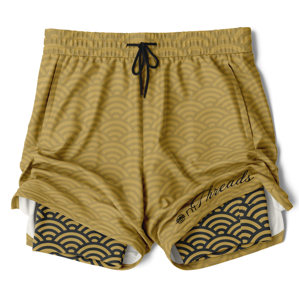 Men's Seigaiha Daimyo Tide 2-in-1 Shorts - AOP