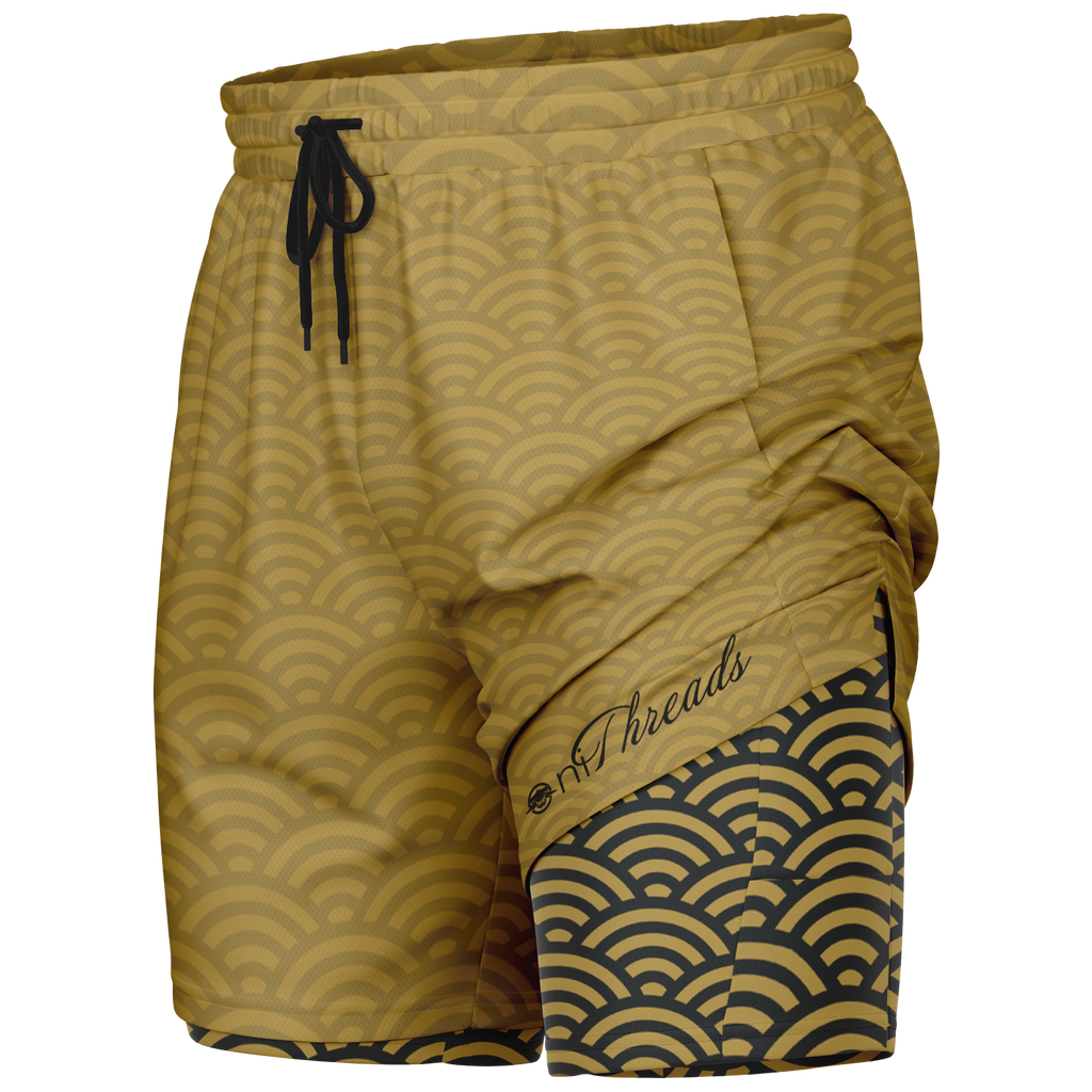 Men's Seigaiha Daimyo Tide 2-in-1 Shorts - AOP