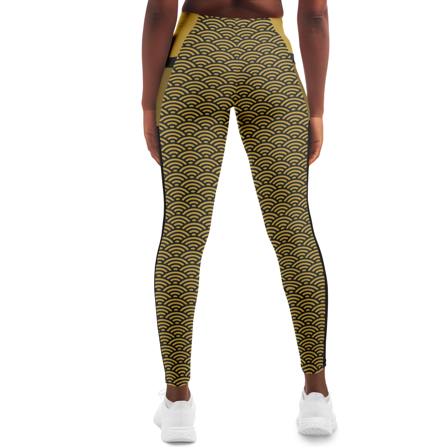 Women's Suminagashi Gilded Abyss Leggings — Charcoal & Gold