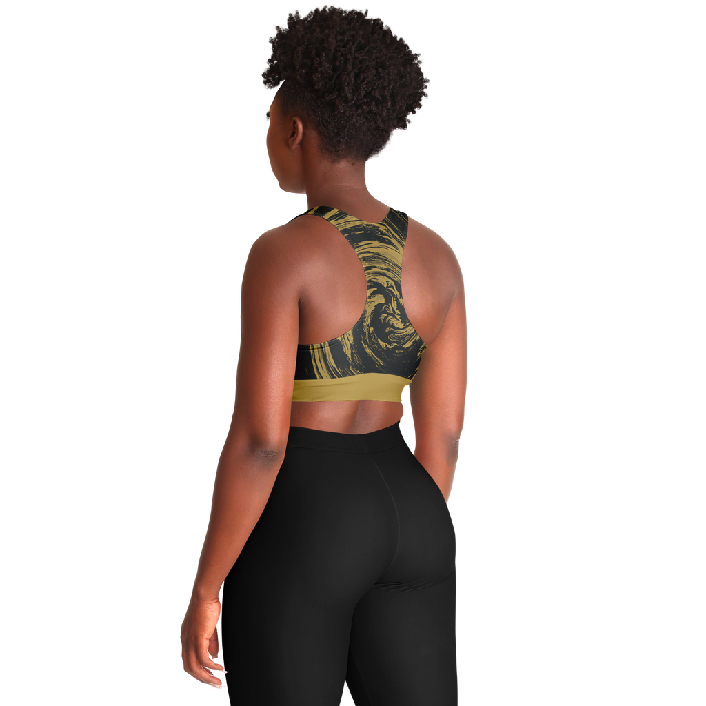 Suminagashi “Gilded Abyss” Padded Sports Bra