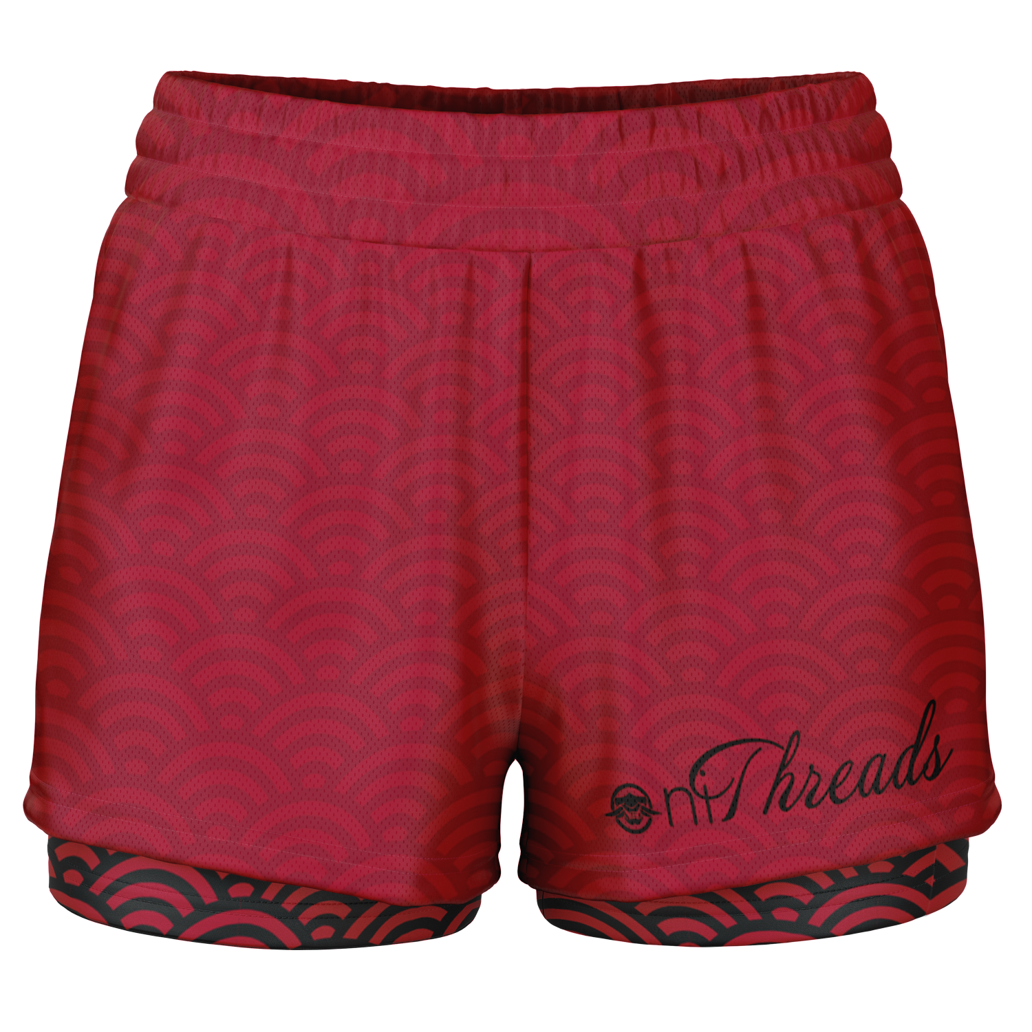 Seigaiha “Crimson Current” 2-in-1 Shorts