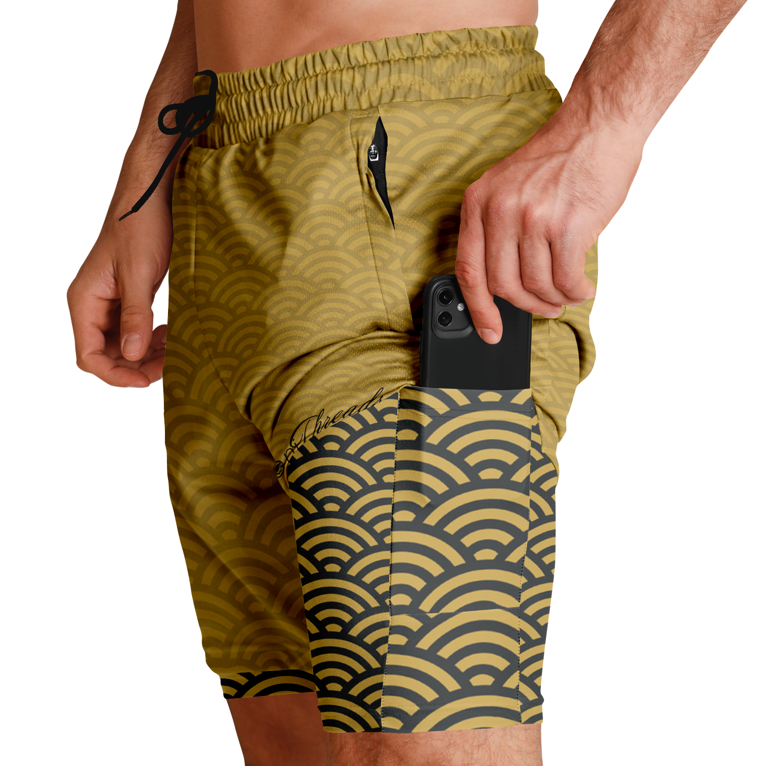 Men's Seigaiha Daimyo Tide 2-in-1 Shorts - AOP