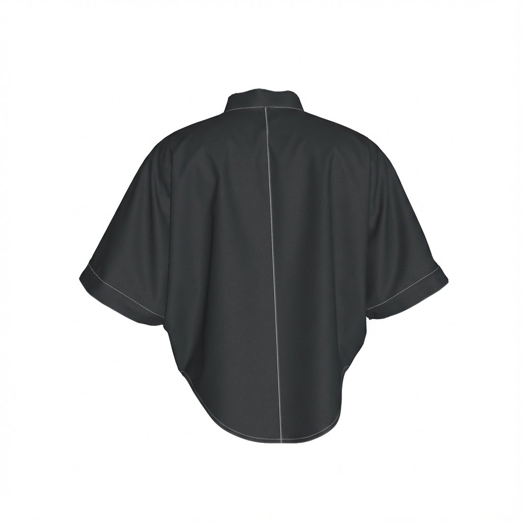 Iron Smoke Suminagashi Cropped Kimono Sleeve Blouse