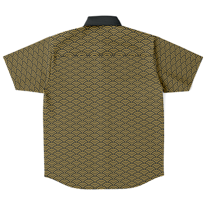 Gold Seigaiha Short Sleeve Button Down