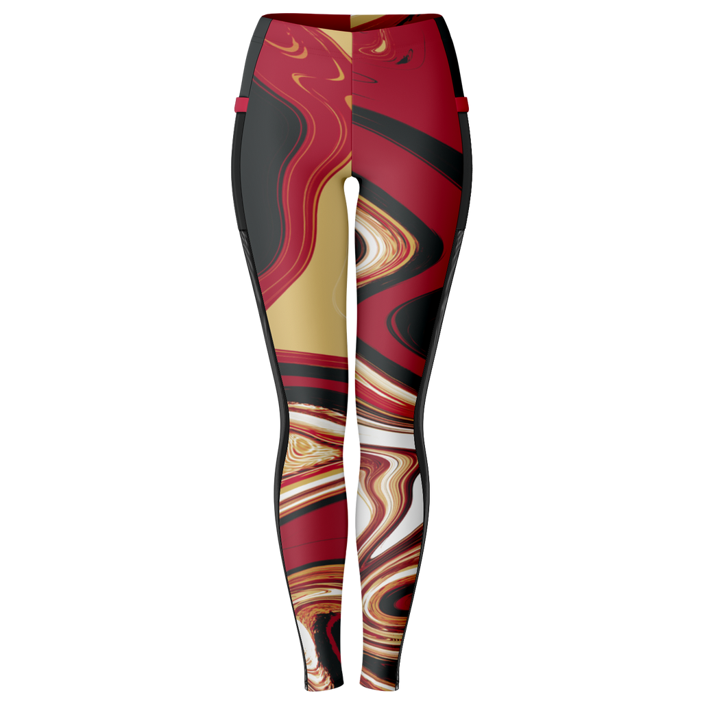 Leggings with a colorful abstract pattern on a white background