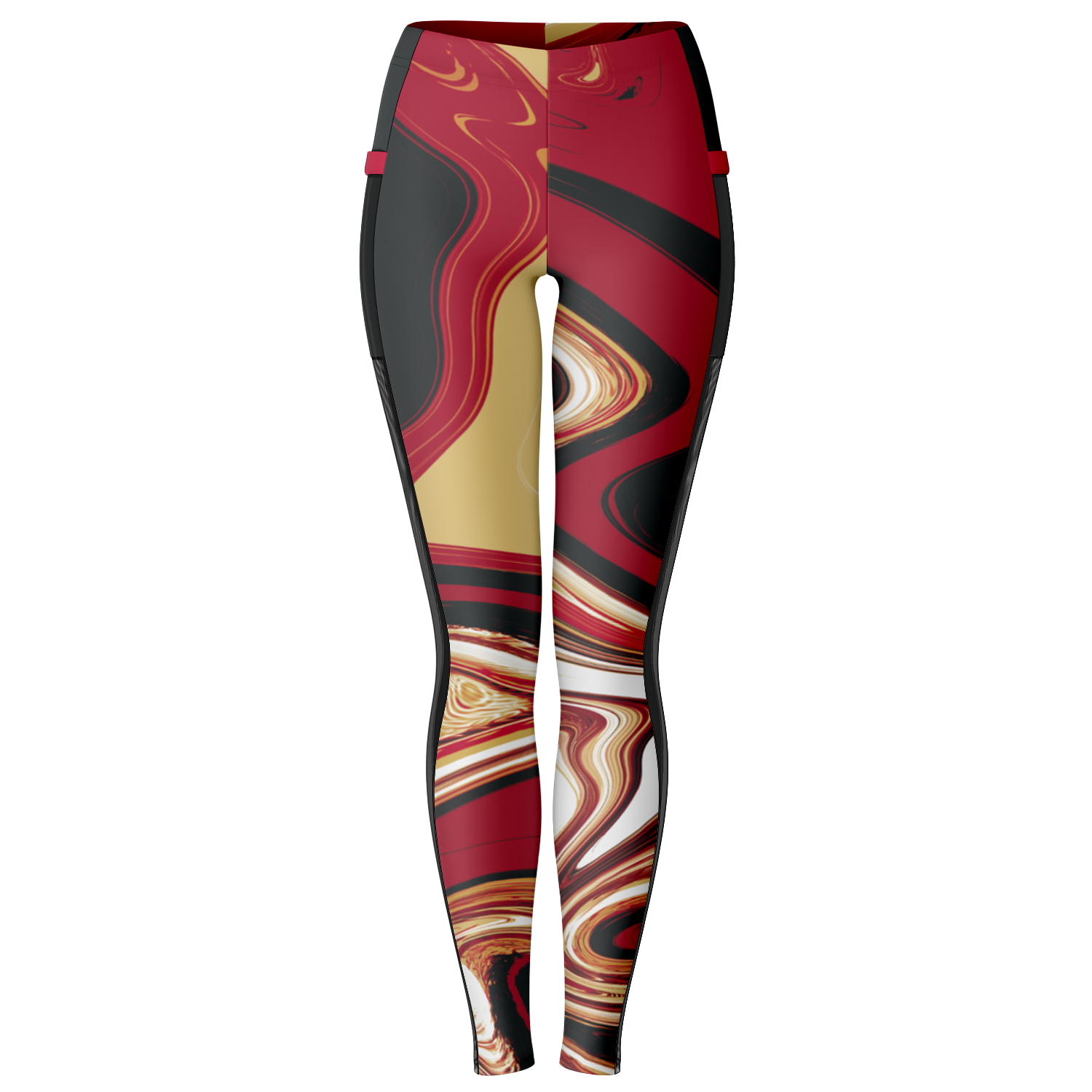 Leggings with a colorful abstract pattern on a white background