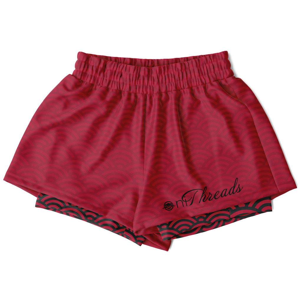 Seigaiha “Crimson Current” 2-in-1 Shorts