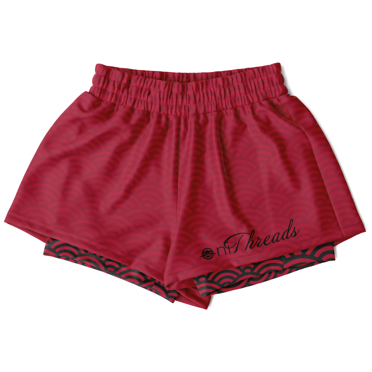 Seigaiha “Crimson Current” 2-in-1 Shorts - Oni Threads