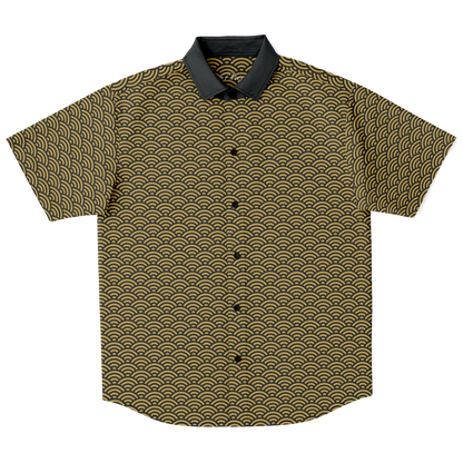 Gold Seigaiha Short Sleeve Button Down
