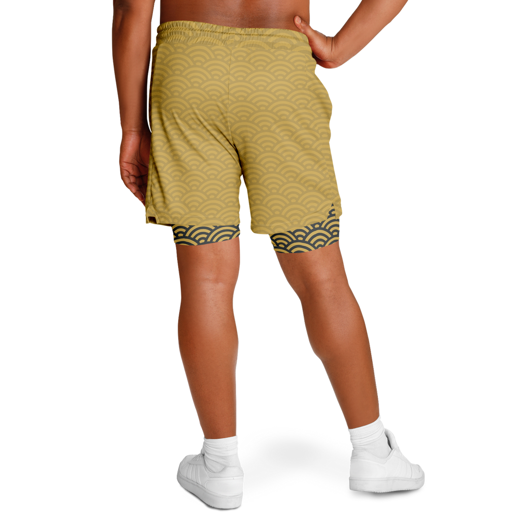 Men's Seigaiha Daimyo Tide 2-in-1 Shorts - AOP
