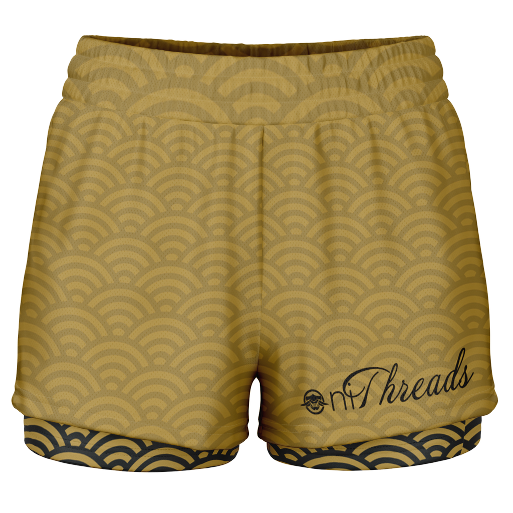 Seigaiha “Gilded Tide” 2-in-1 Shorts - Oni Threads