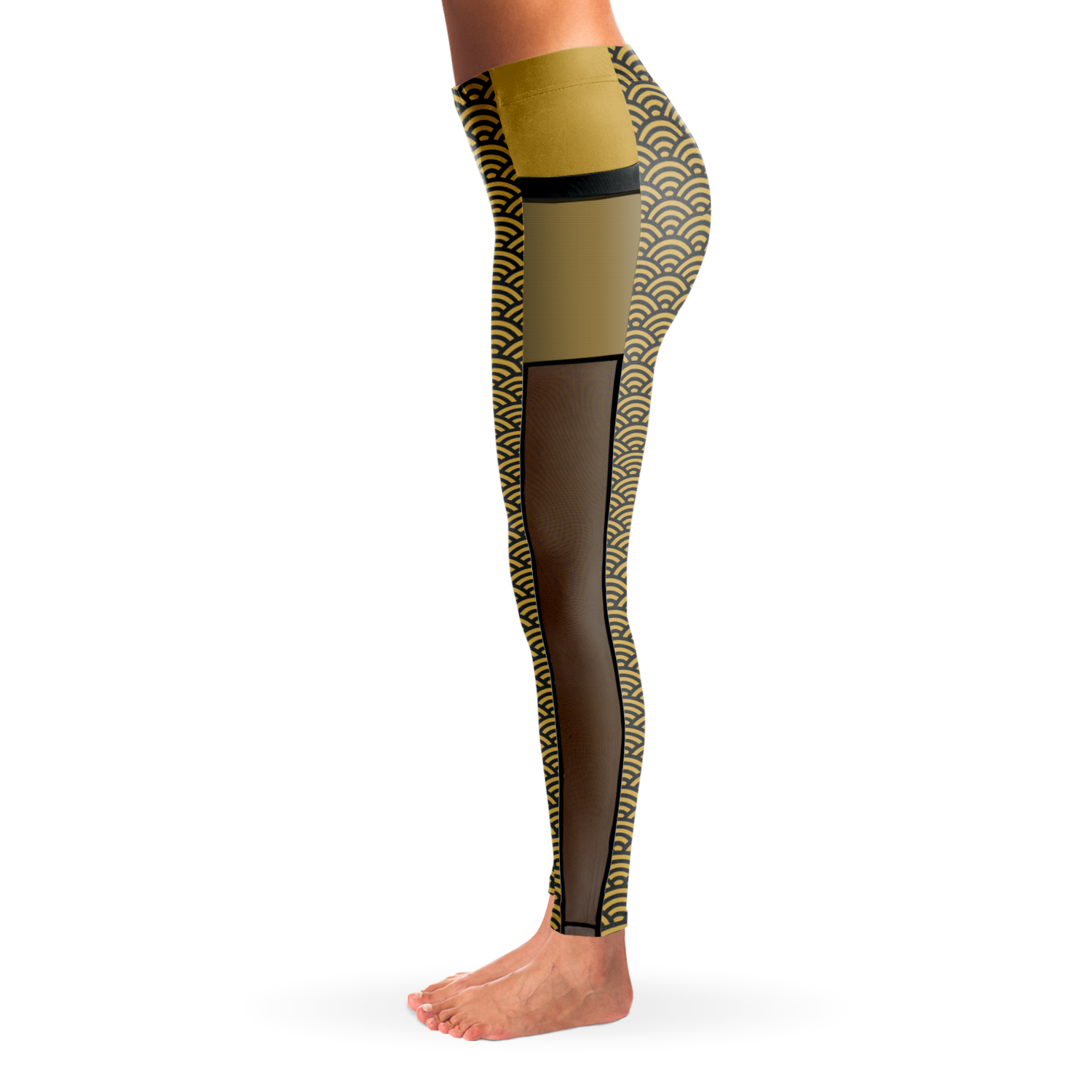 Women's Suminagashi Gilded Abyss Leggings — Charcoal & Gold