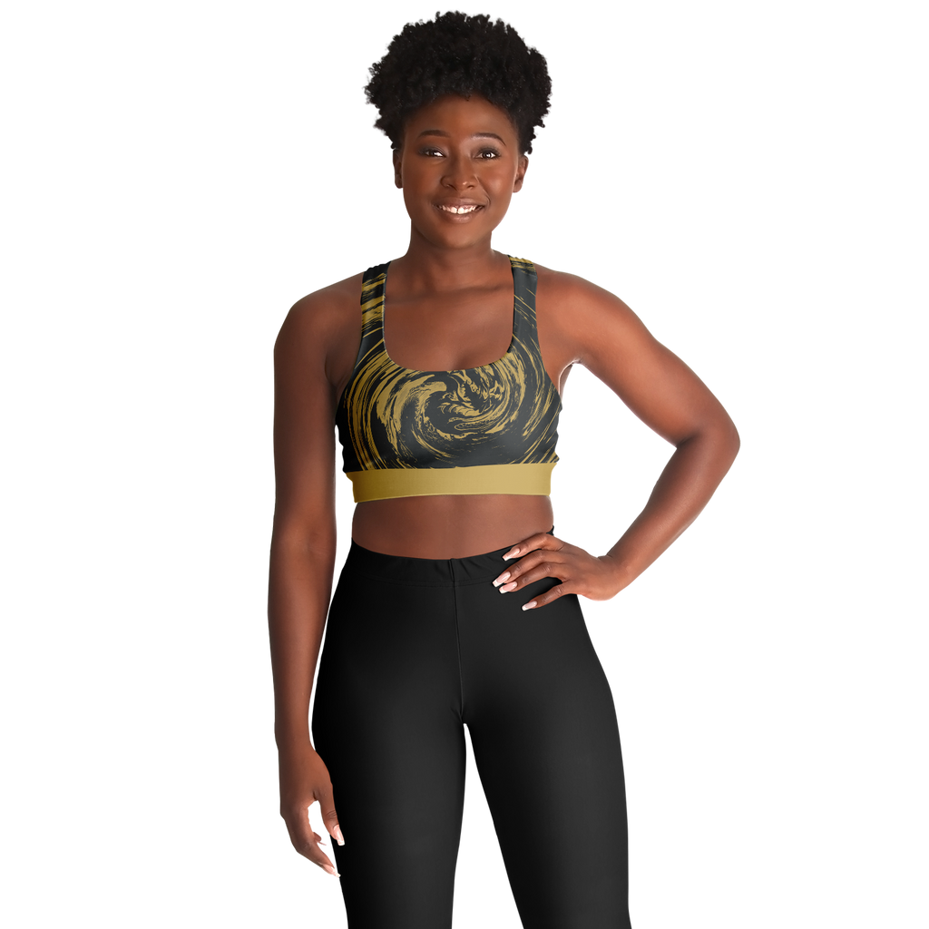 Suminagashi “Gilded Abyss” Padded Sports Bra