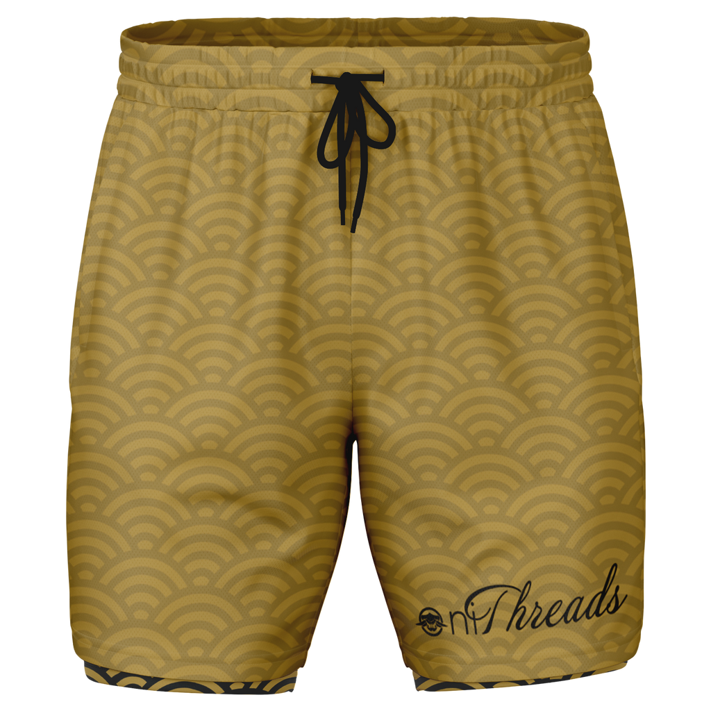 Men's Seigaiha Daimyo Tide 2-in-1 Shorts - AOP