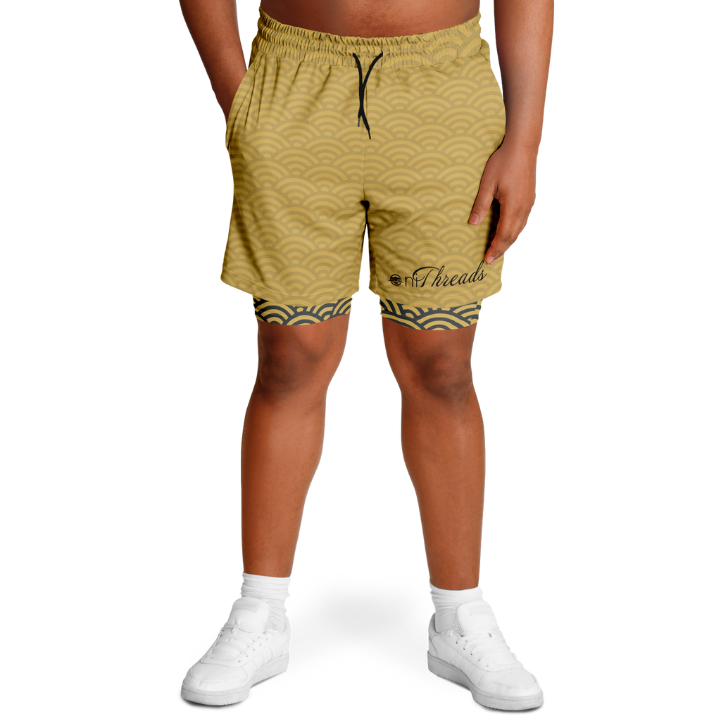 Men's Seigaiha Daimyo Tide 2-in-1 Shorts - AOP