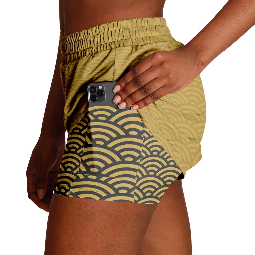 Seigaiha “Gilded Tide” 2-in-1 Shorts - Oni Threads
