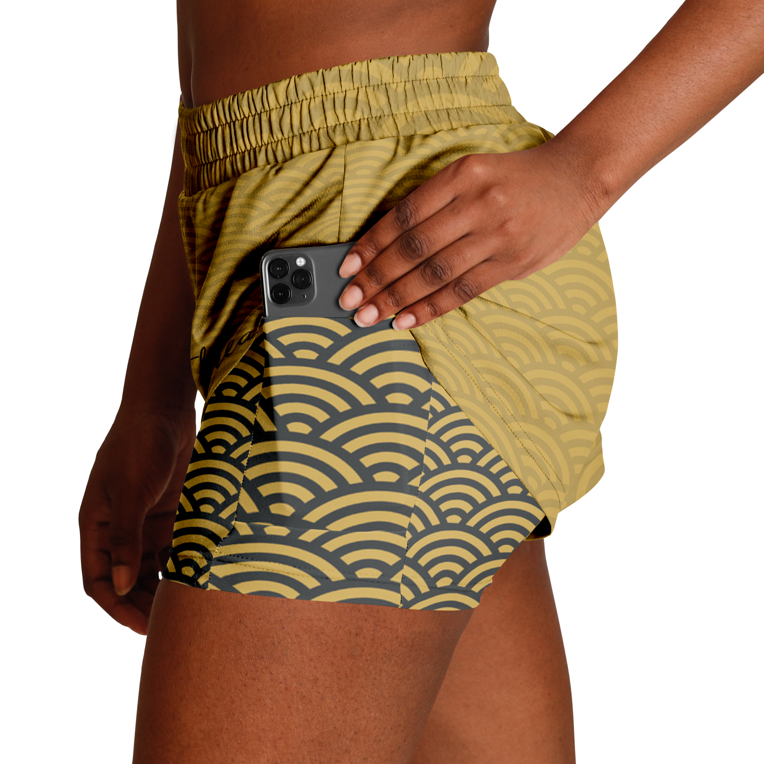 Seigaiha “Gilded Tide” 2-in-1 Shorts - Oni Threads