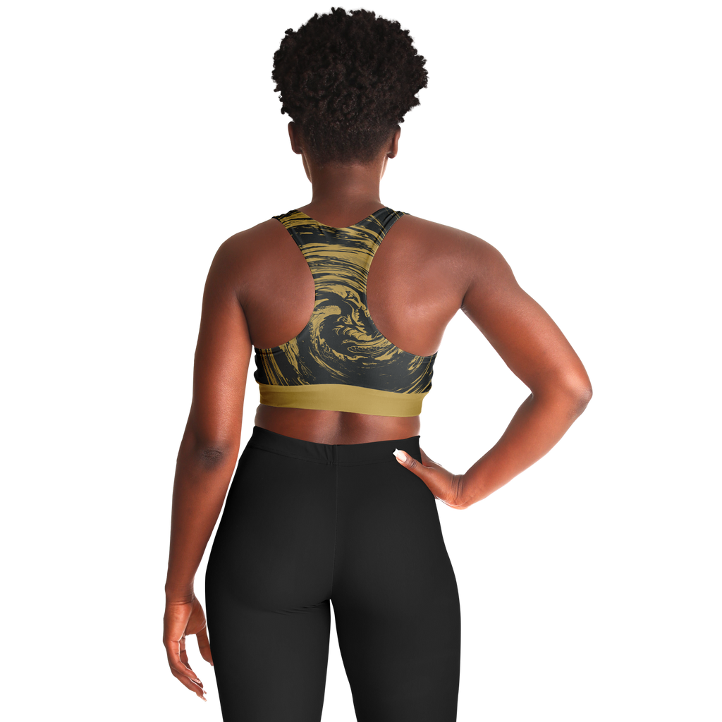 Suminagashi “Gilded Abyss” Padded Sports Bra
