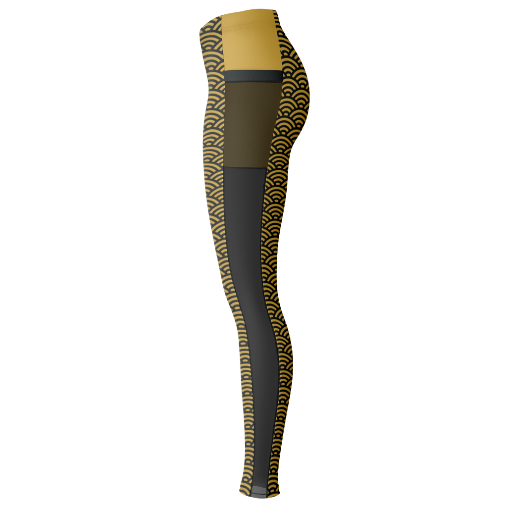 Women's Suminagashi Gilded Abyss Leggings — Charcoal & Gold