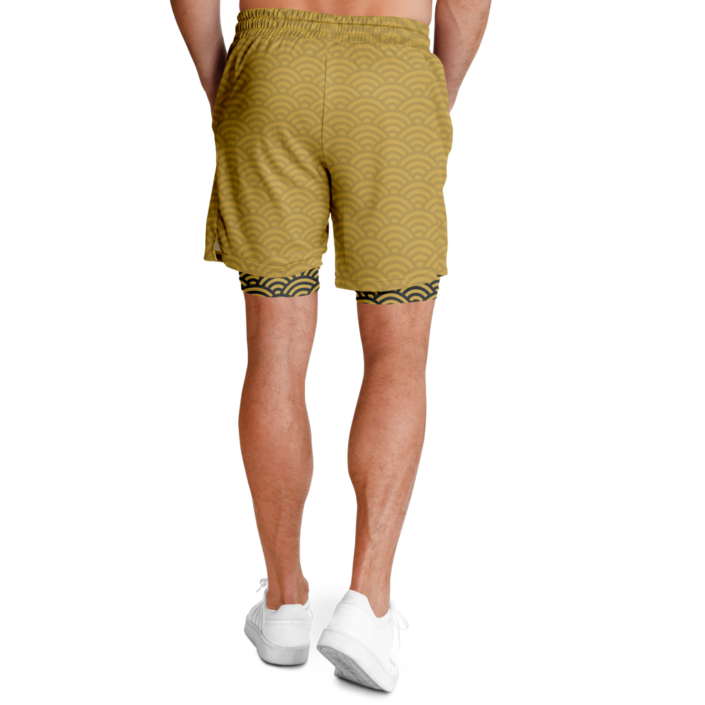 Men's Seigaiha Daimyo Tide 2-in-1 Shorts - AOP