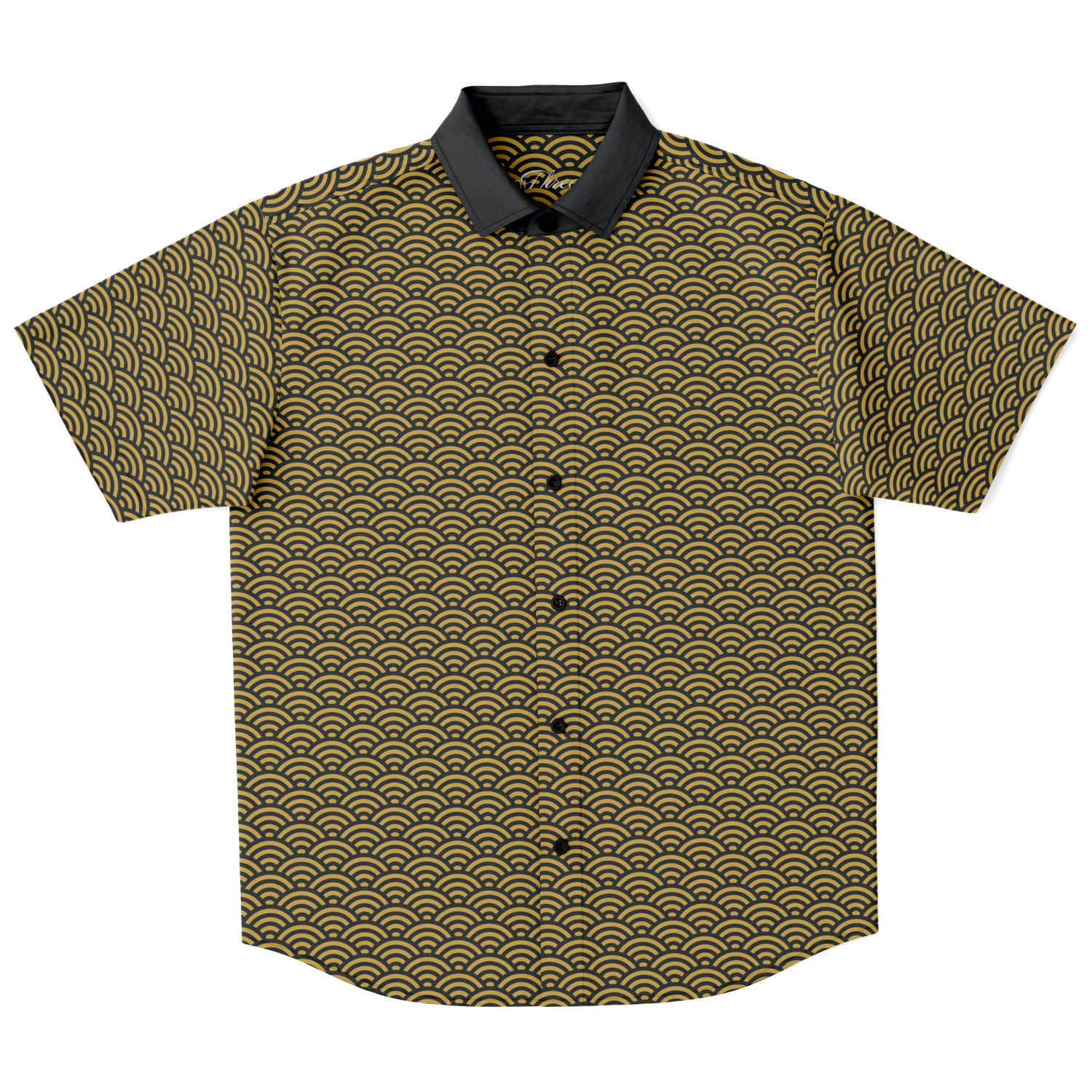 Gold Seigaiha Short Sleeve Button Down - Oni Threads