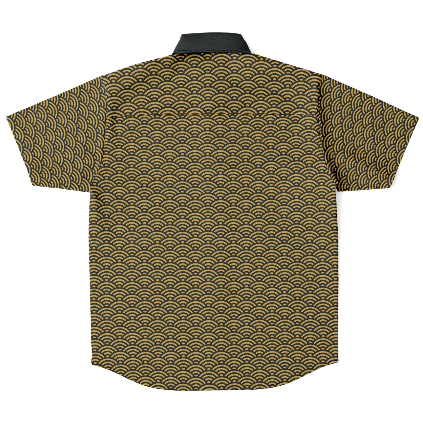 Gold Seigaiha Short Sleeve Button Down - Oni Threads