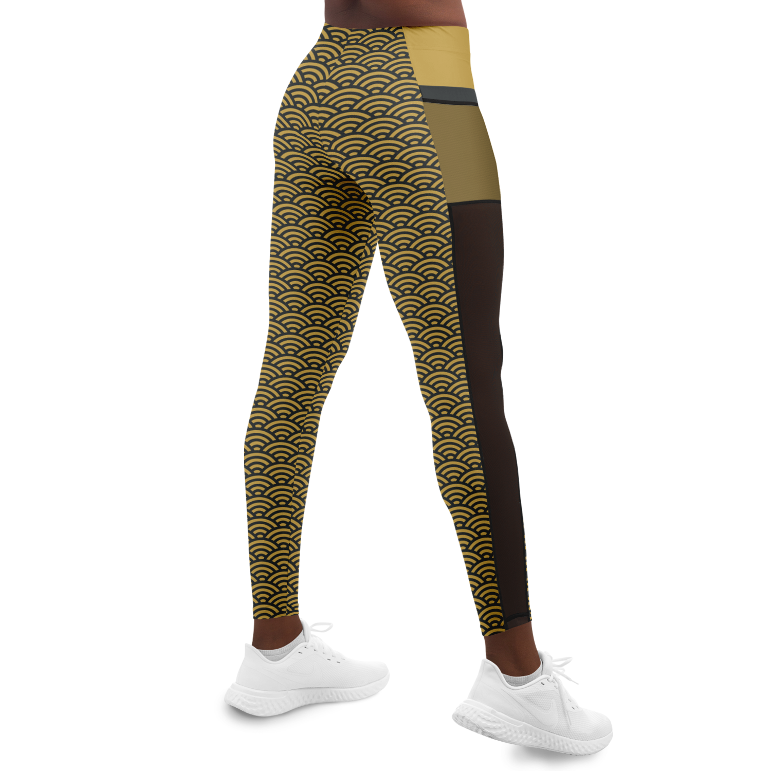 Women's Suminagashi Gilded Abyss Leggings — Charcoal & Gold