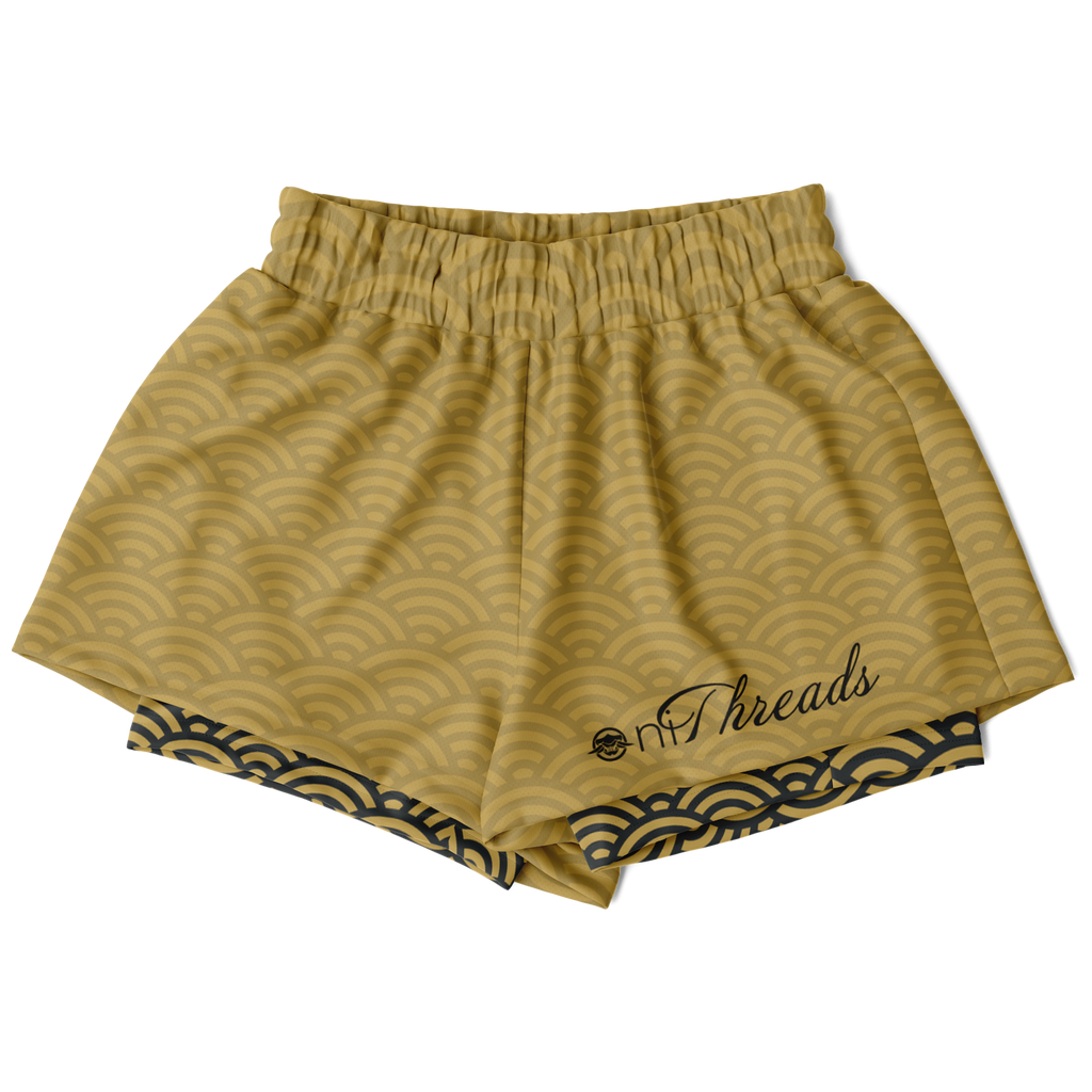 Seigaiha “Gilded Tide” 2-in-1 Shorts - Oni Threads