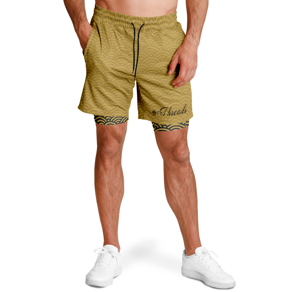 Men's Seigaiha Daimyo Tide 2-in-1 Shorts - AOP