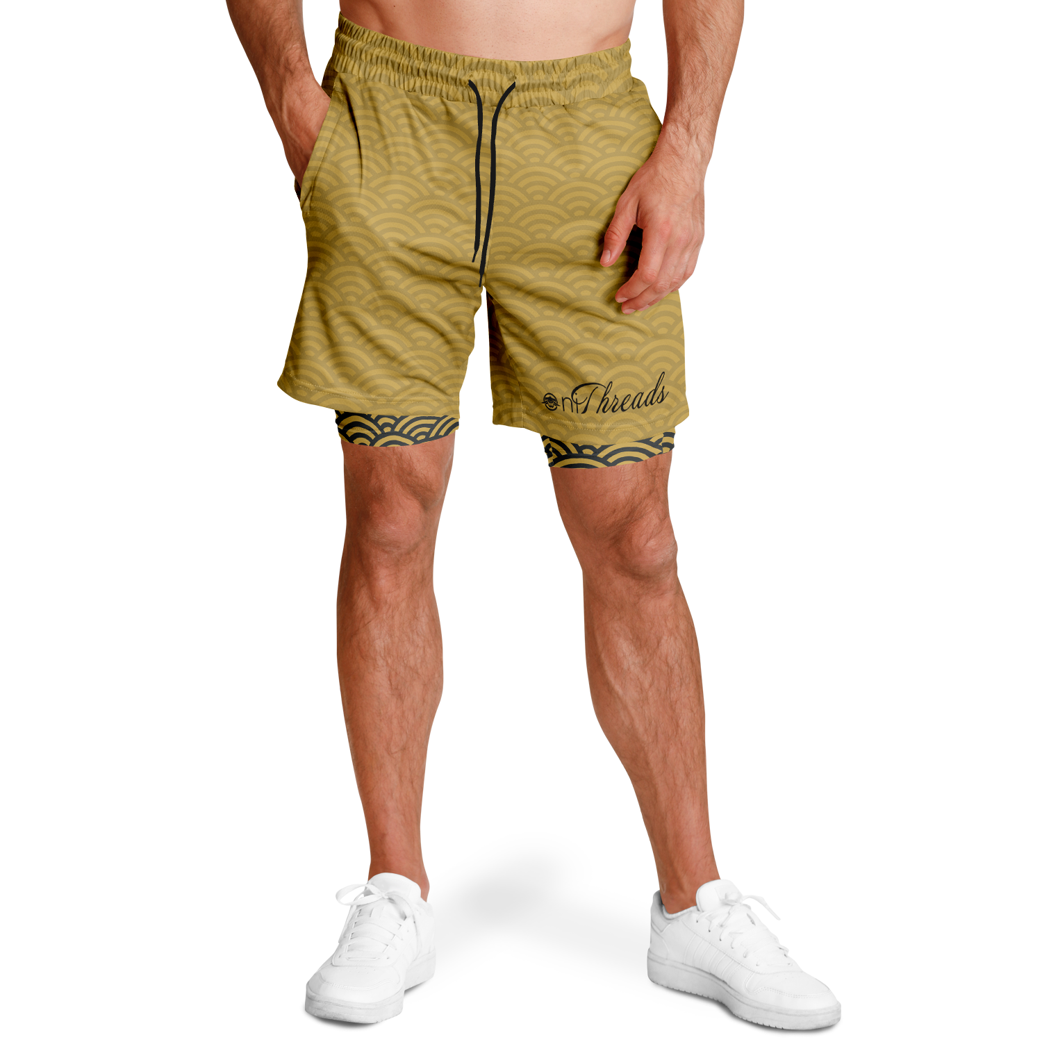 Men's Seigaiha Daimyo Tide 2-in-1 Shorts - AOP