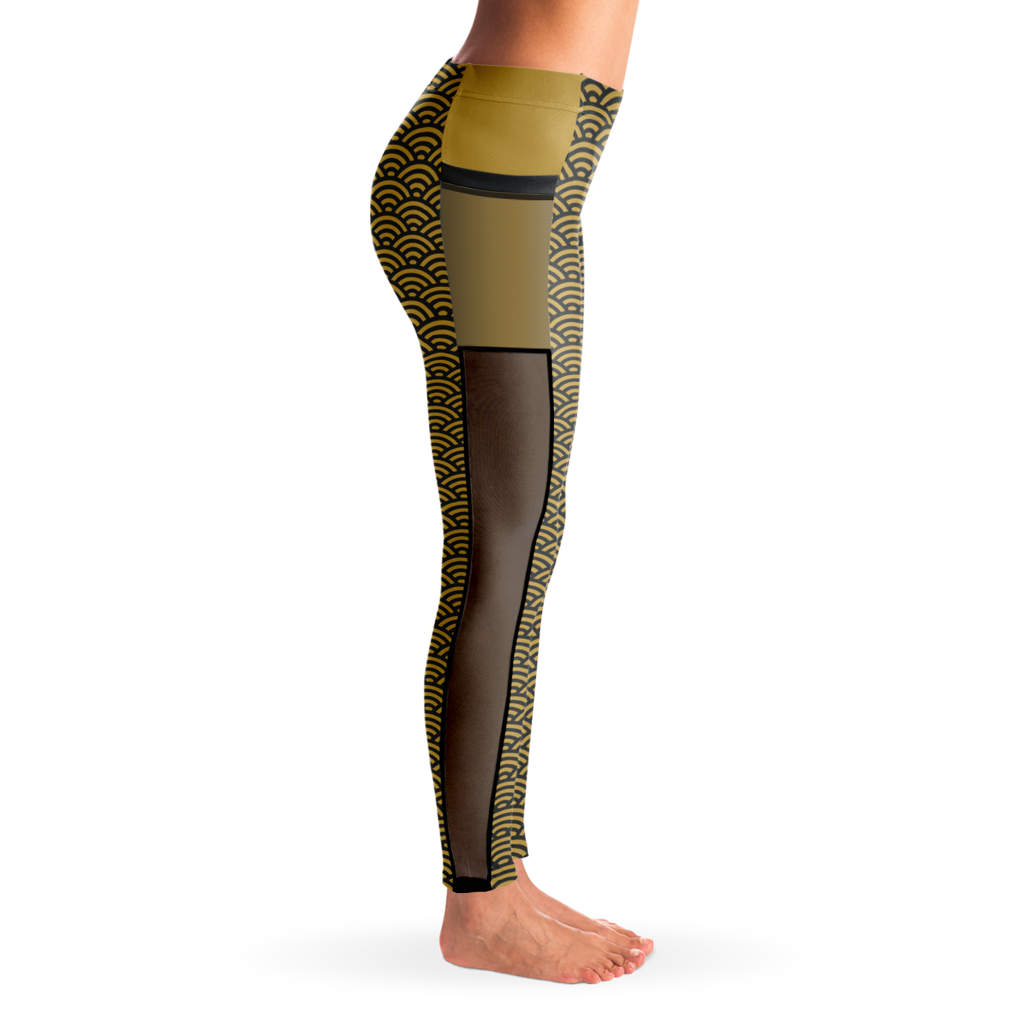 Women's Suminagashi Gilded Abyss Leggings — Charcoal & Gold