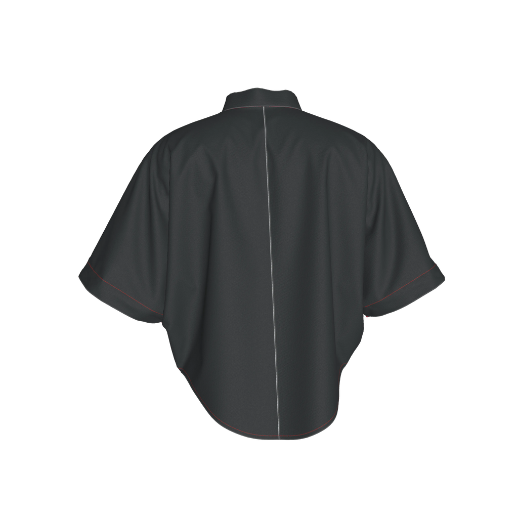 Samurai Suminagashi Cropped Kimono Sleeve Blouse